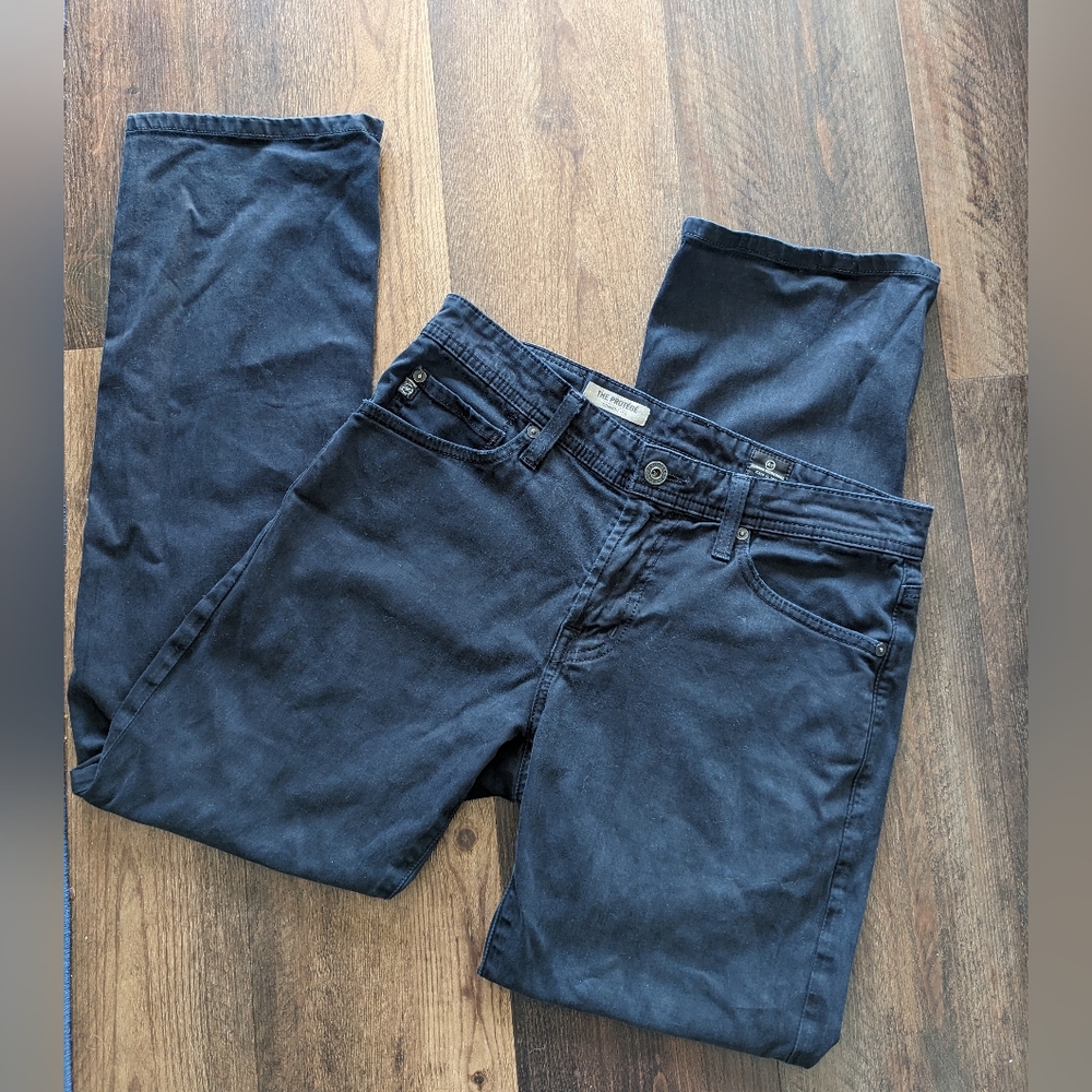 AG Adriano Goldschmied mens black jeans The Protege straight leg 30 x 34